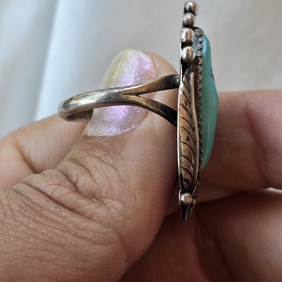 Long Turquoise Sterling Ring - Picture 5 of 5